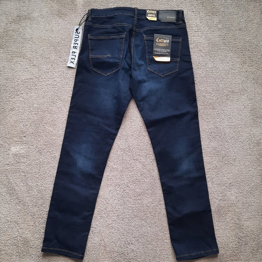 NEW Cultura New York Denim Blue Jeans Men's 36 X 32 Skinny Fit Stretch
